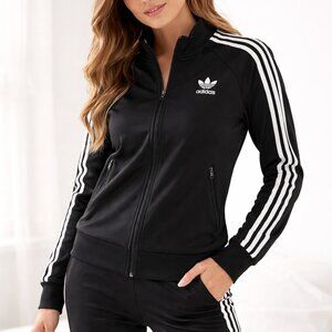 Adidas Originals 3-Stripe Track Suit Set Black Jacket & Pants Women’s Size Small